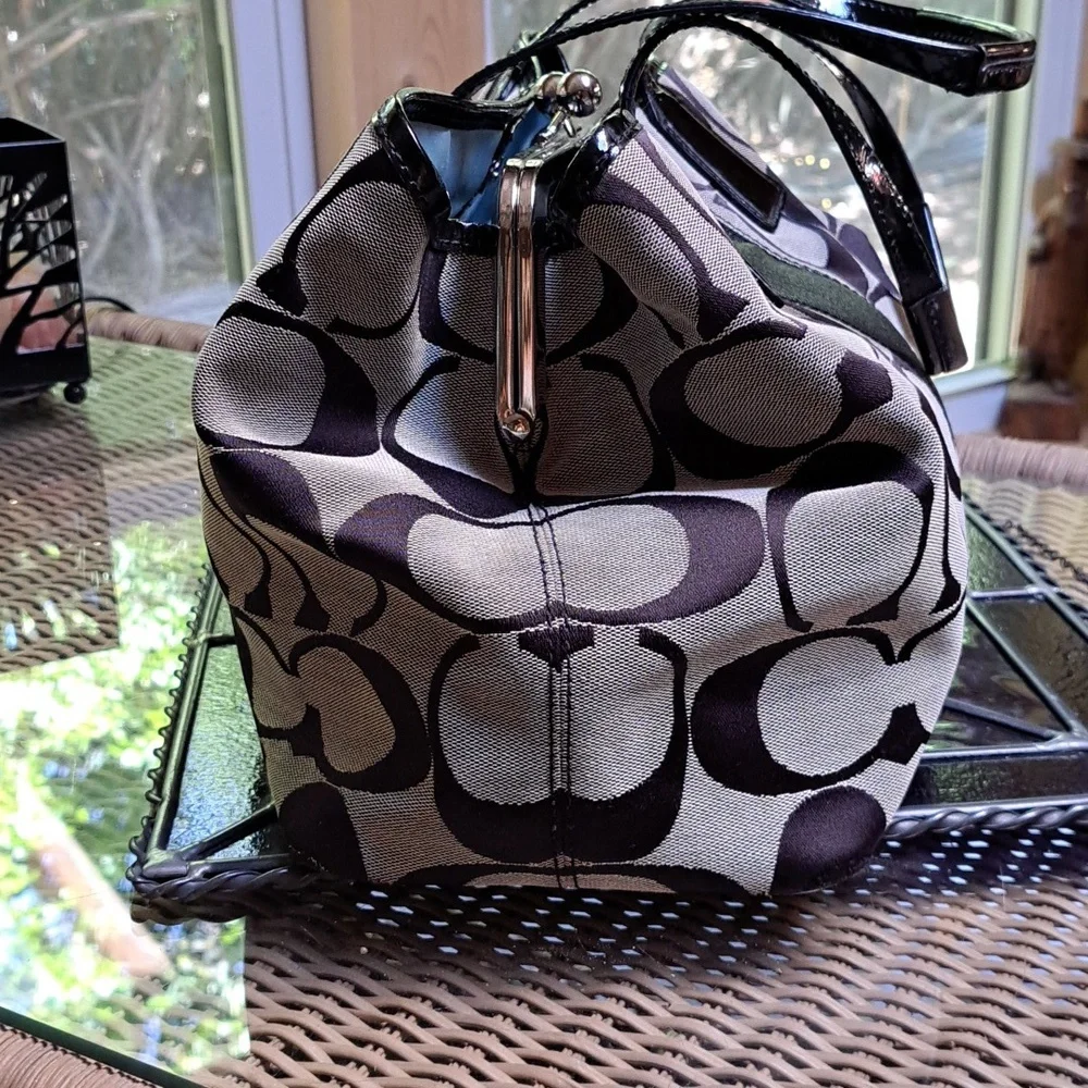 Coach Black and Tan Signature Satchel. CLOSET CLOSING SALE.